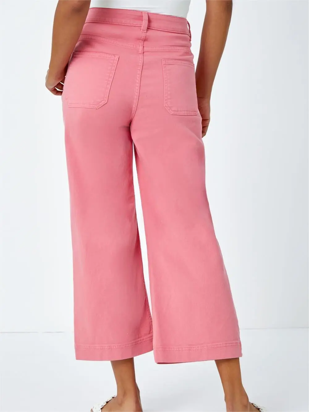 Pink wide-leg casual pants