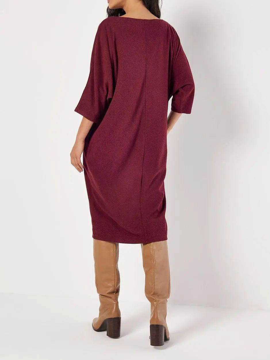 Ribbed Knit Cocoon Midi Dress