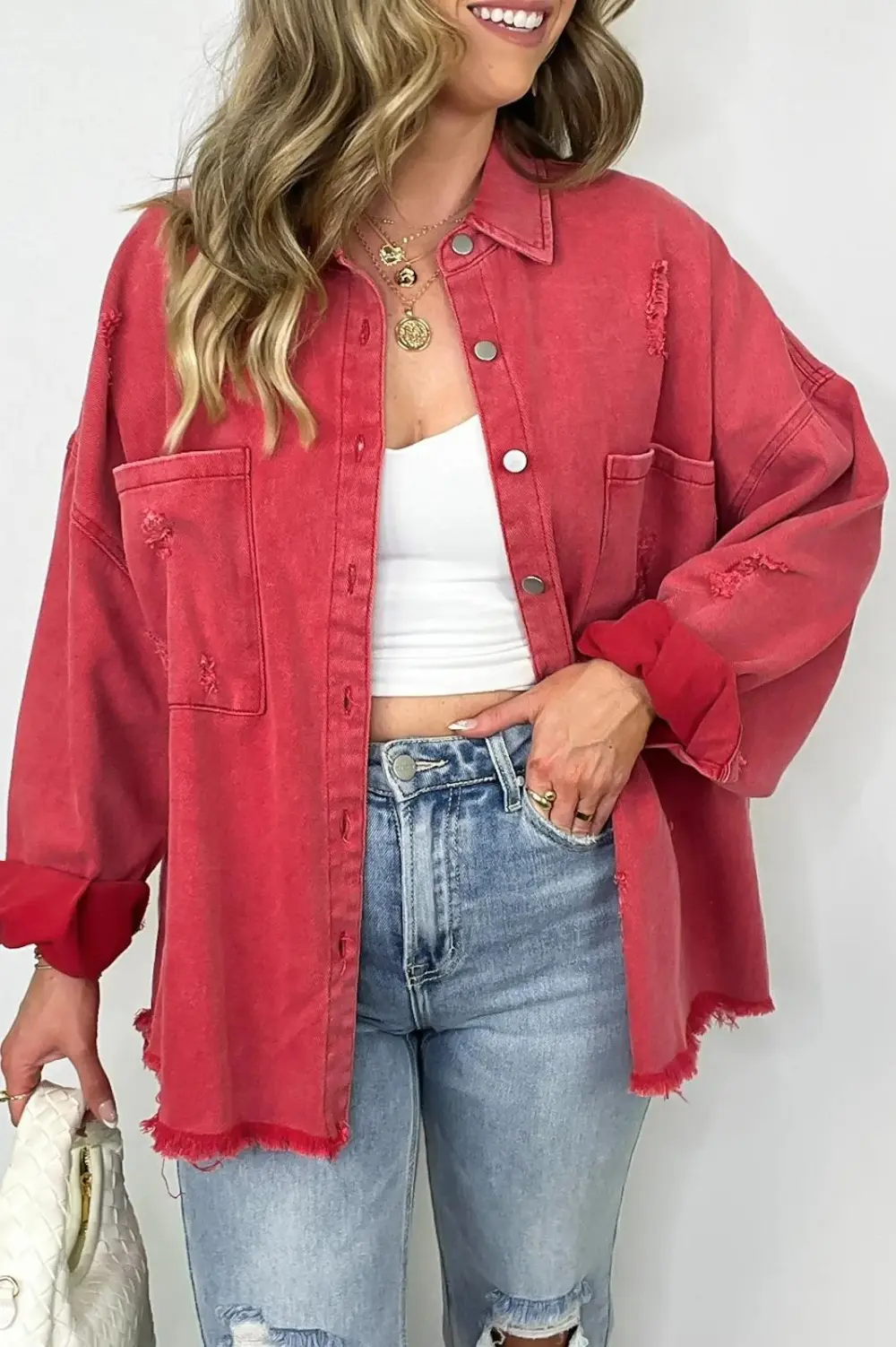 Oversized Distressed Denim Jacket