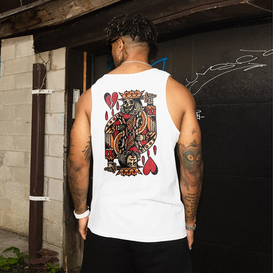 King Of Hearts Poker Print Men's Vest