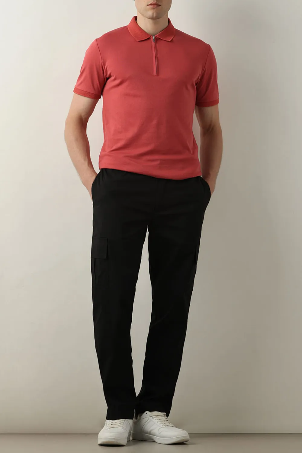 Pink Zip Detail Polo T-shirt