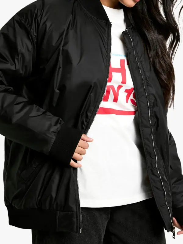 OVERSIZED CONTRAST LINING BOMBER JACKET