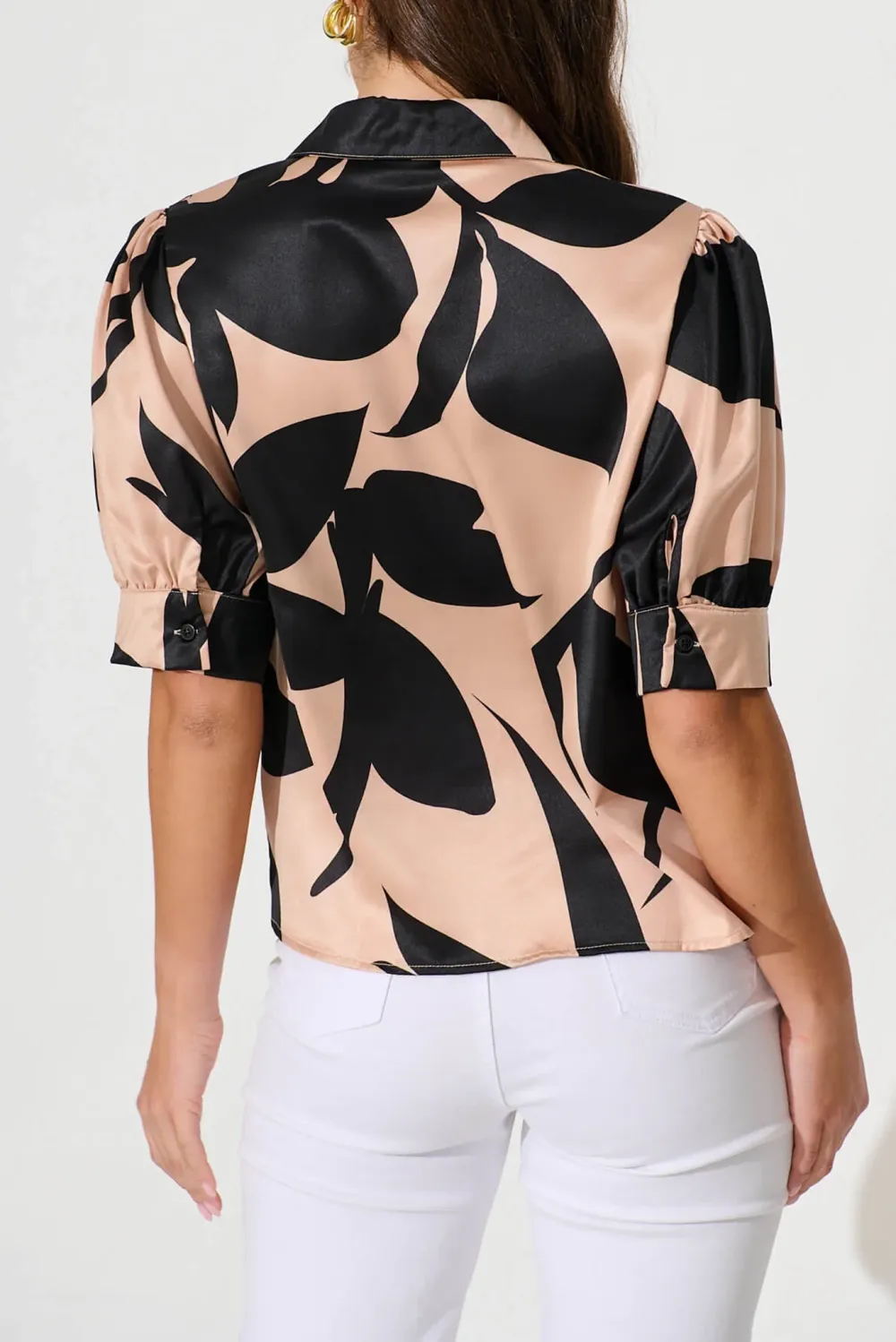Brown Patterned Short Sleeve Shirt