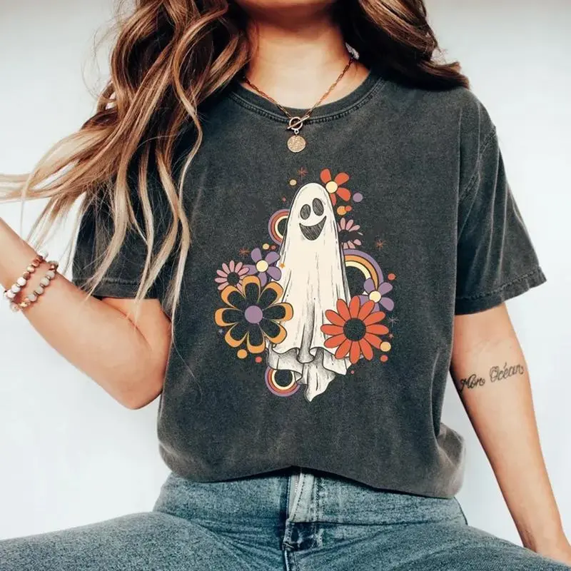 Retro Flower Ghost Sketch Shirt