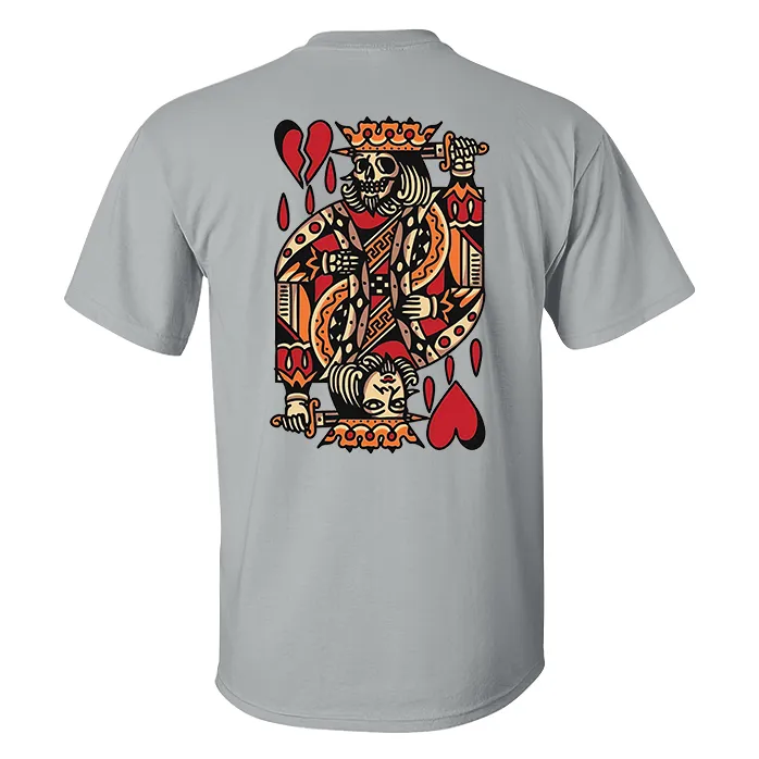 Playing Card Skull Print Casual T-shirt