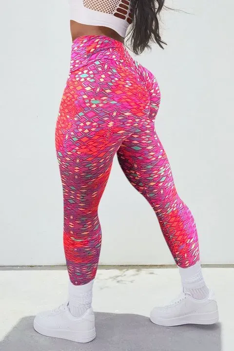 Allover Geo Print Scrunch Butt Sports Leggings