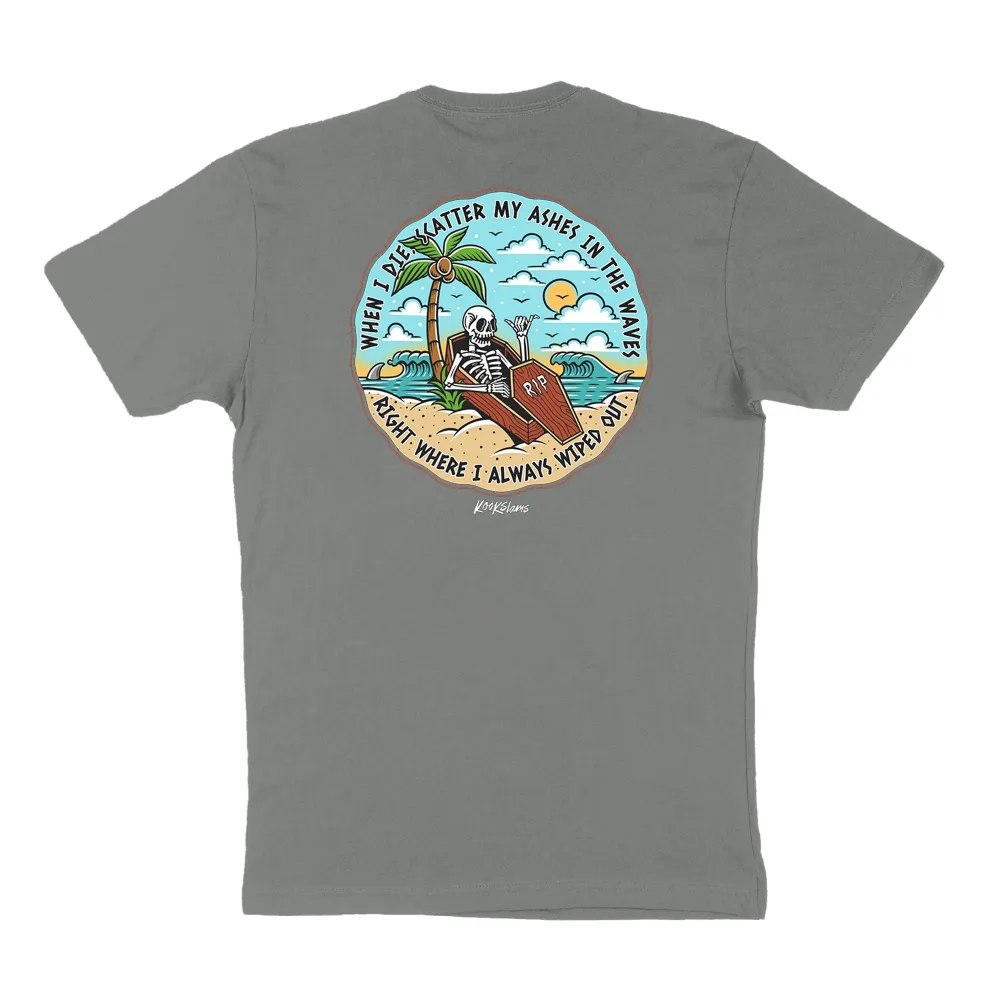 Greyish T-Shirt With A Round Neck, Pure Cotton Artistic Print Short-Sleeved Top