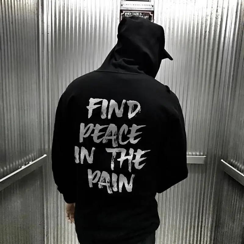 Find Peace In The Pain Letters Printing Casual Hoodie