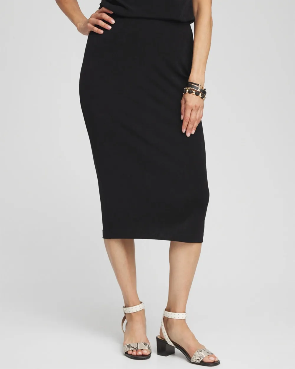 High Waisted Pencil Midi Skirt