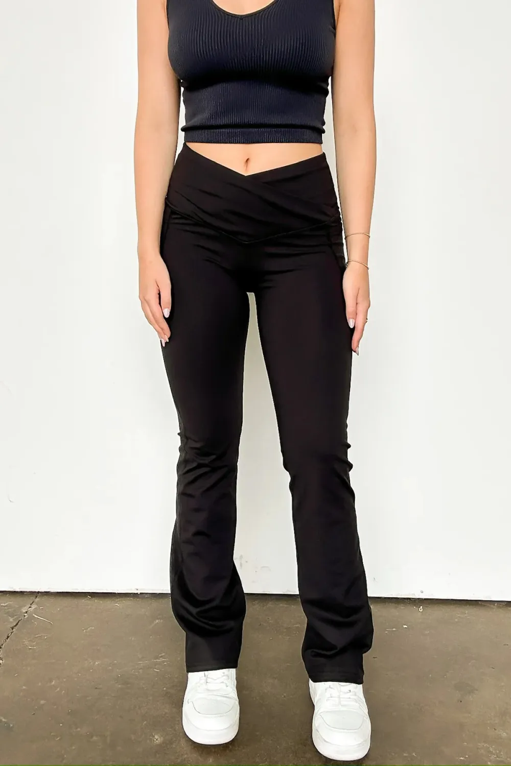 Crossover Waistband Flare Leggings