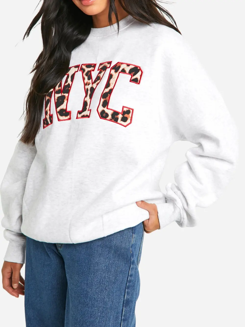 LEOPARD NYC APPLIQUE SWEATSHIRT