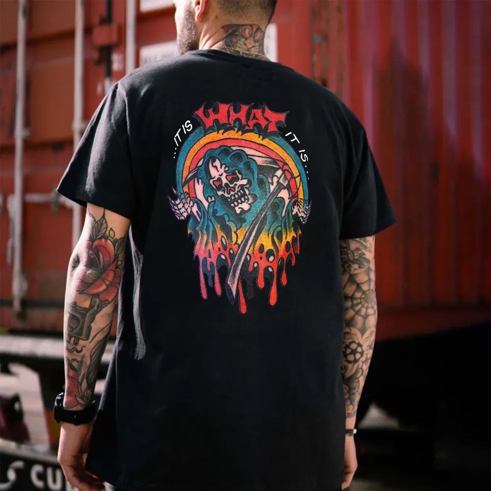 It Is What It Is Skull Printed Men's T-shirt