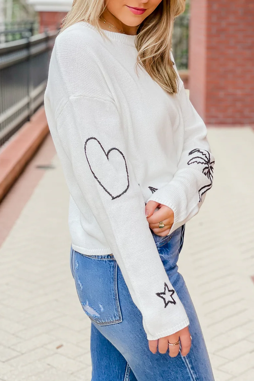 Crewneck Bow Print Cardigan