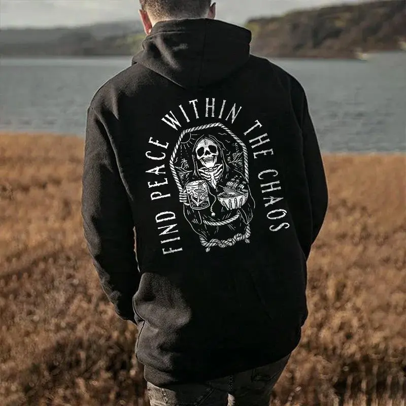 FIND PEACE WITHIN THE CHAOS SKull  Men's Hoodie