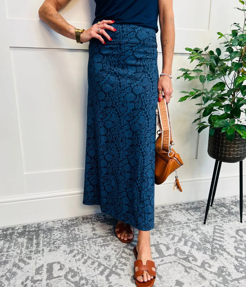 Navy Elder Jersey Maxi Skirt