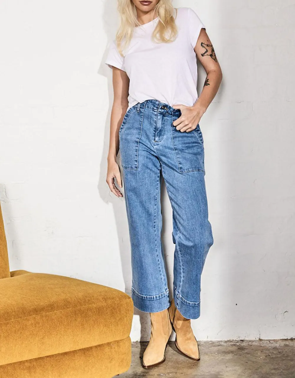 Celeste Wide Leg Jeans - 70's Blue