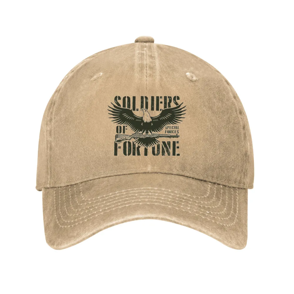 Soldiers Of Fortune Eagle Gun Washed Denim Baseball Cap