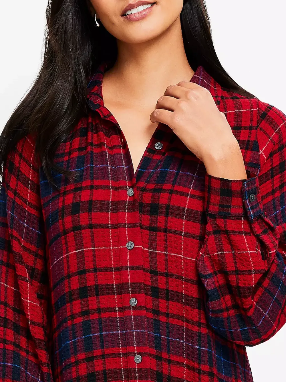 Plaid Flounce Mini Shirtdress