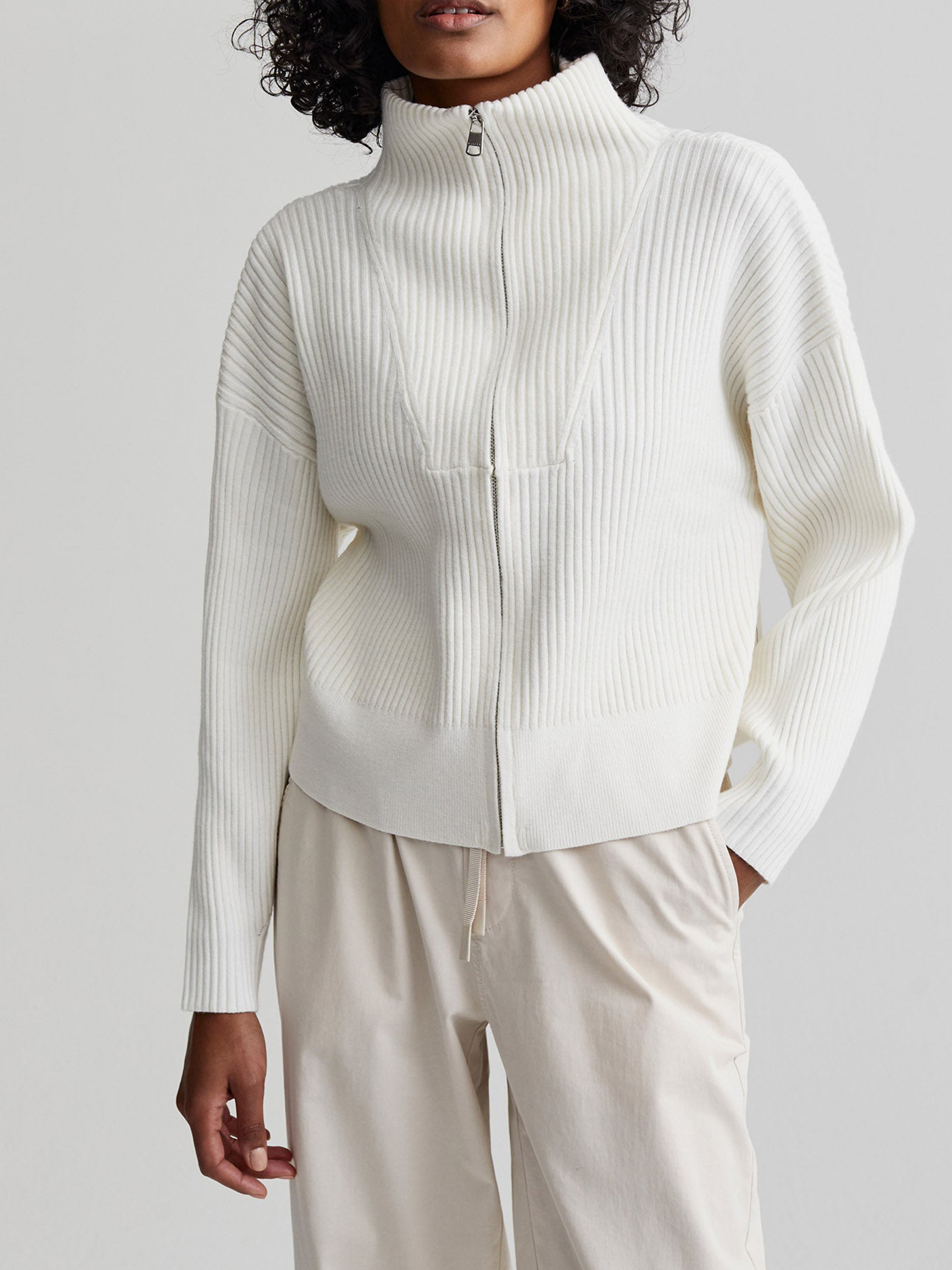 Carmen Zip-Through Rib Knit