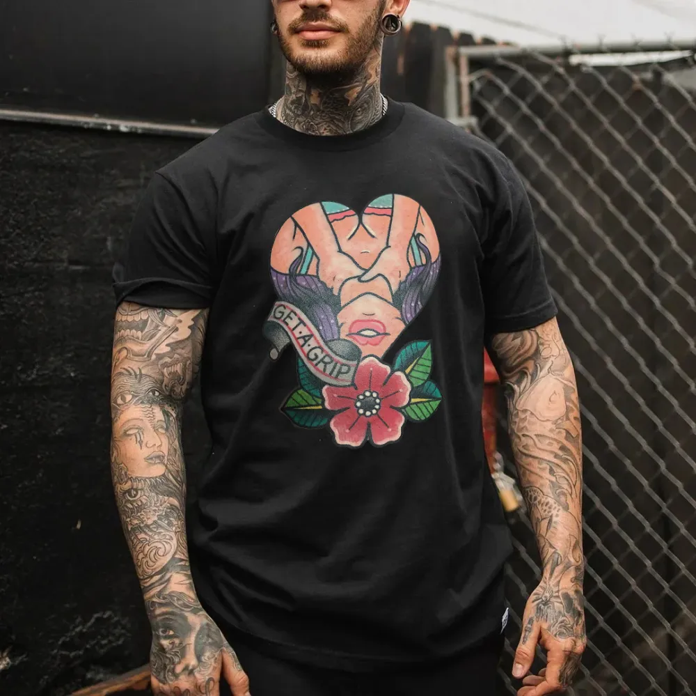 Get A Grip Lady Floral Printed Men's T-shirt
