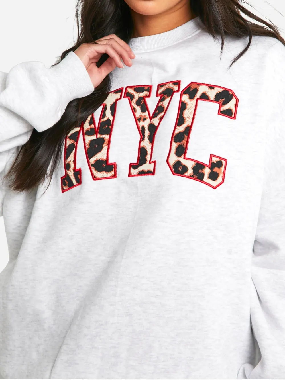 LEOPARD NYC APPLIQUE SWEATSHIRT