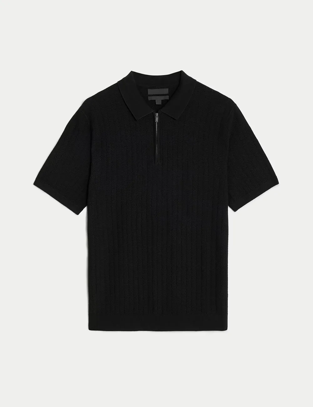 Cotton Rich Textured Knitted Polo Shirt