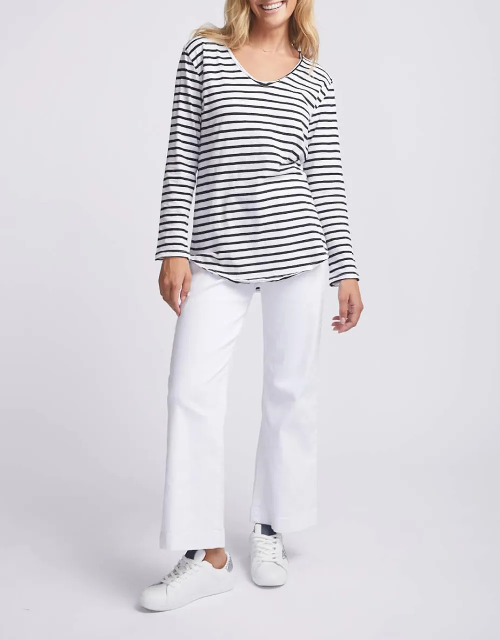 Black And White Stripes Original V-Neck Long Sleeve T-Shirt