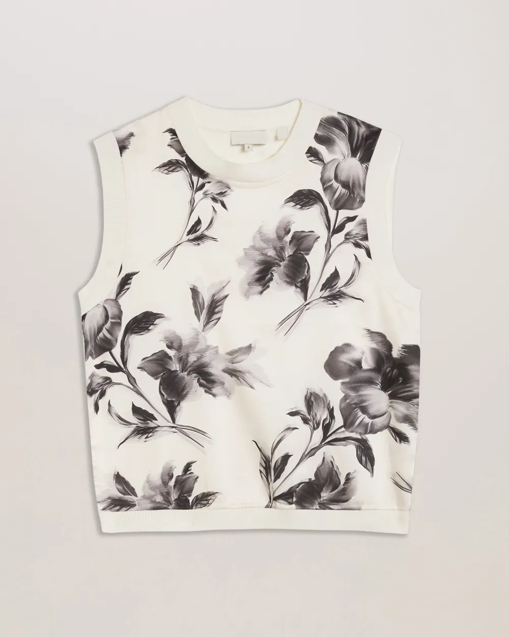 Perloma Printed Woven Front Knitted Tank Ivory