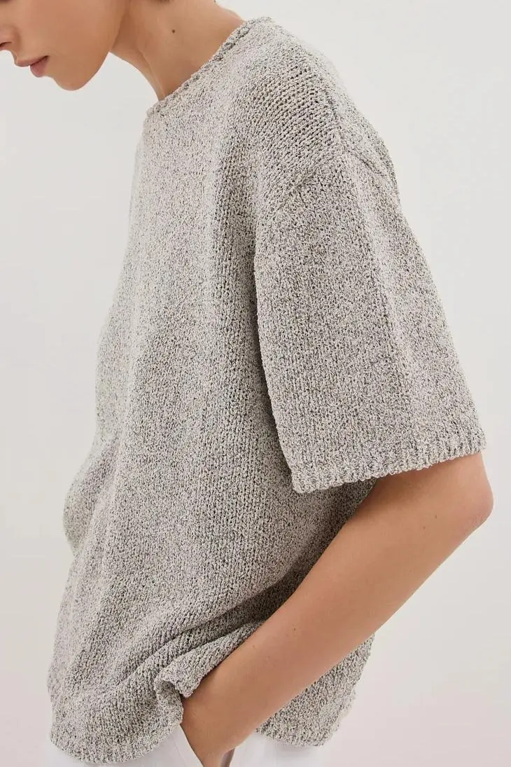 ERIN SILVER MARLE BOXY KNIT TEE