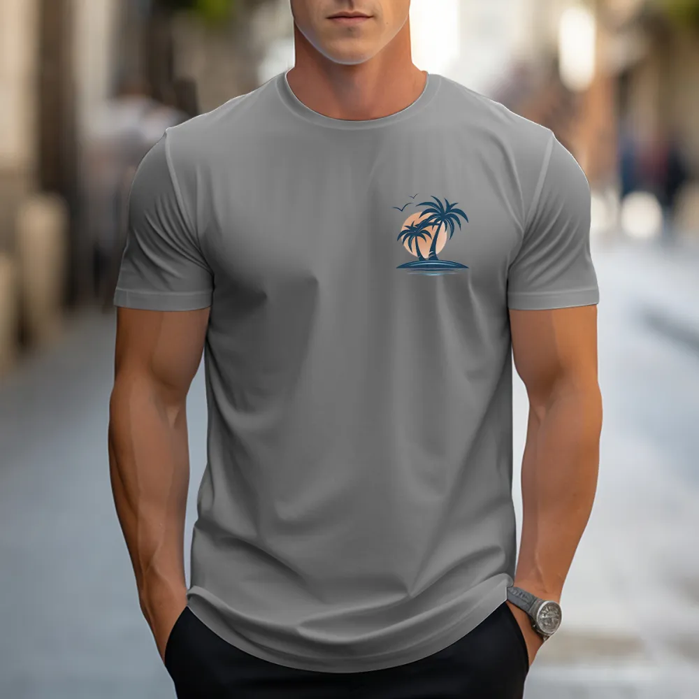 Summer Casual Loose Coconut Tree Print T-Shirt