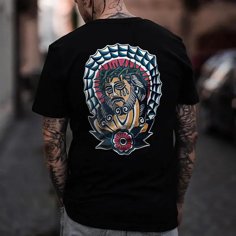 Crying Jesus Printed Men's T-shirt