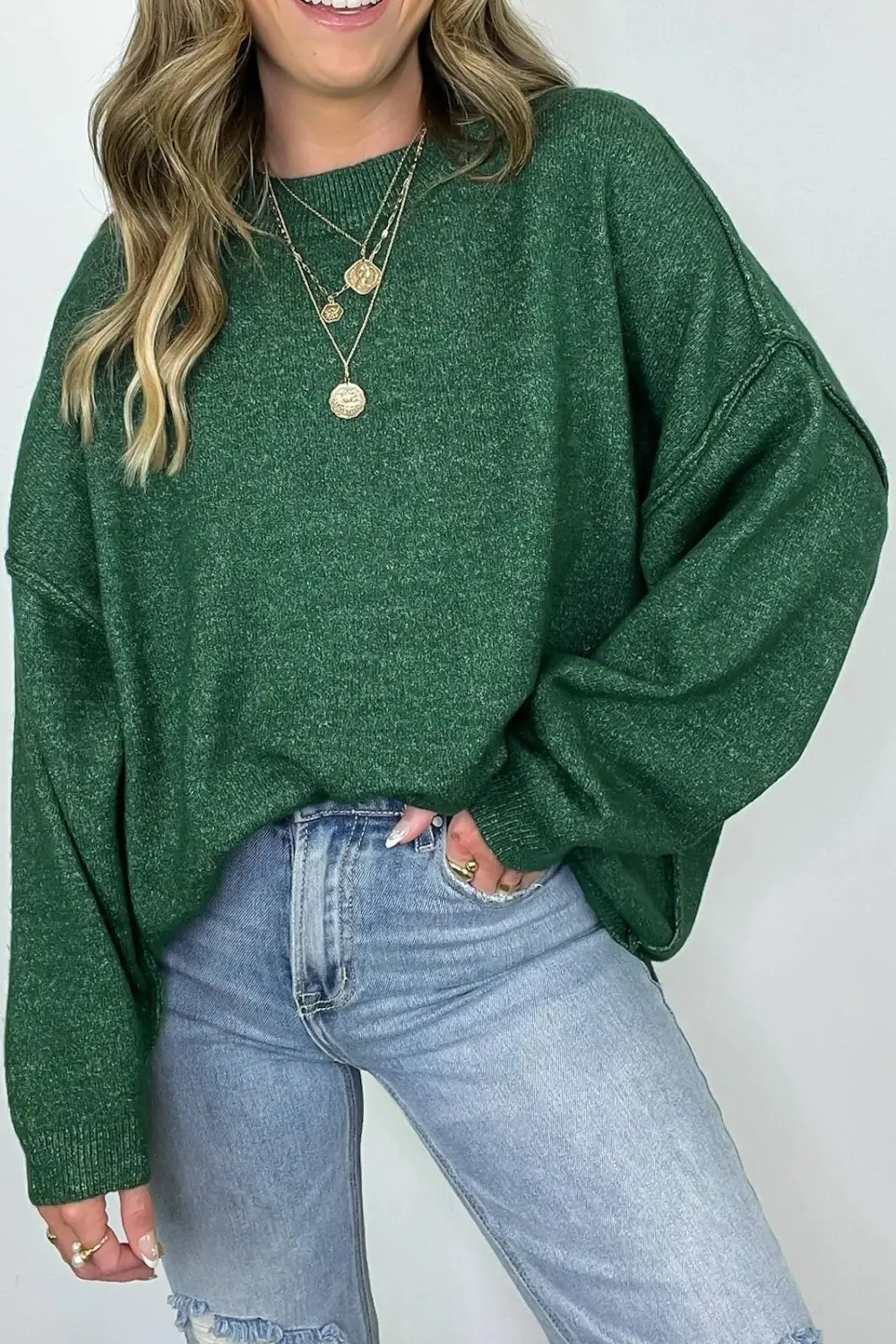 Cozy Midnights Oversized Round Neck Sweater