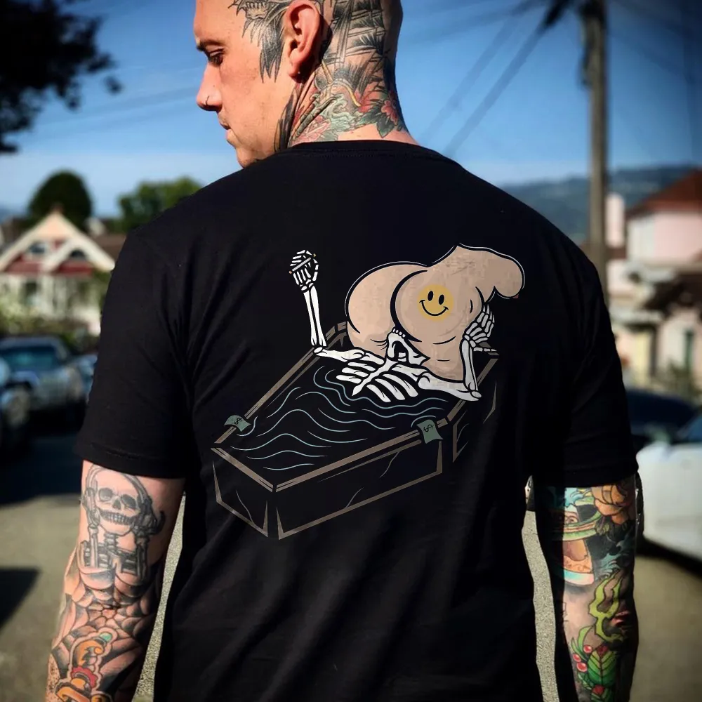 Take A Breath Skull Printed Men's T-shirt
