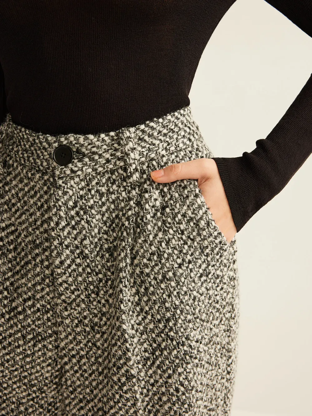 Textured High Waist Pants With Pockets