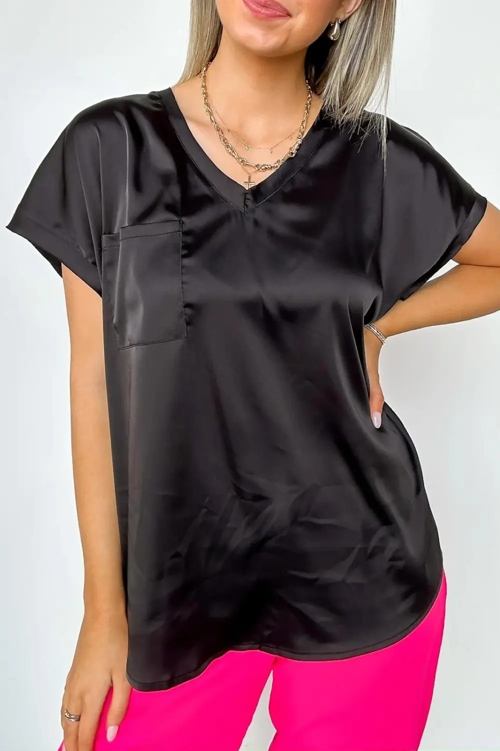 Satin Cap Sleeve Top