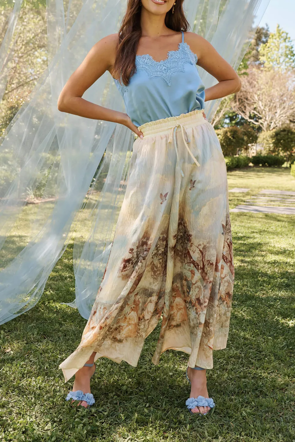 Light Blue Lace Trimmed Camisole Top