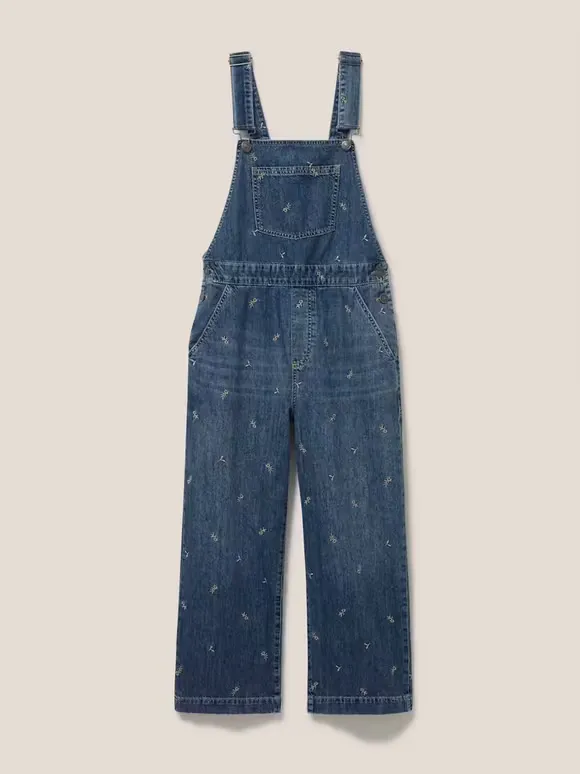 Embroidered Crop Dungaree