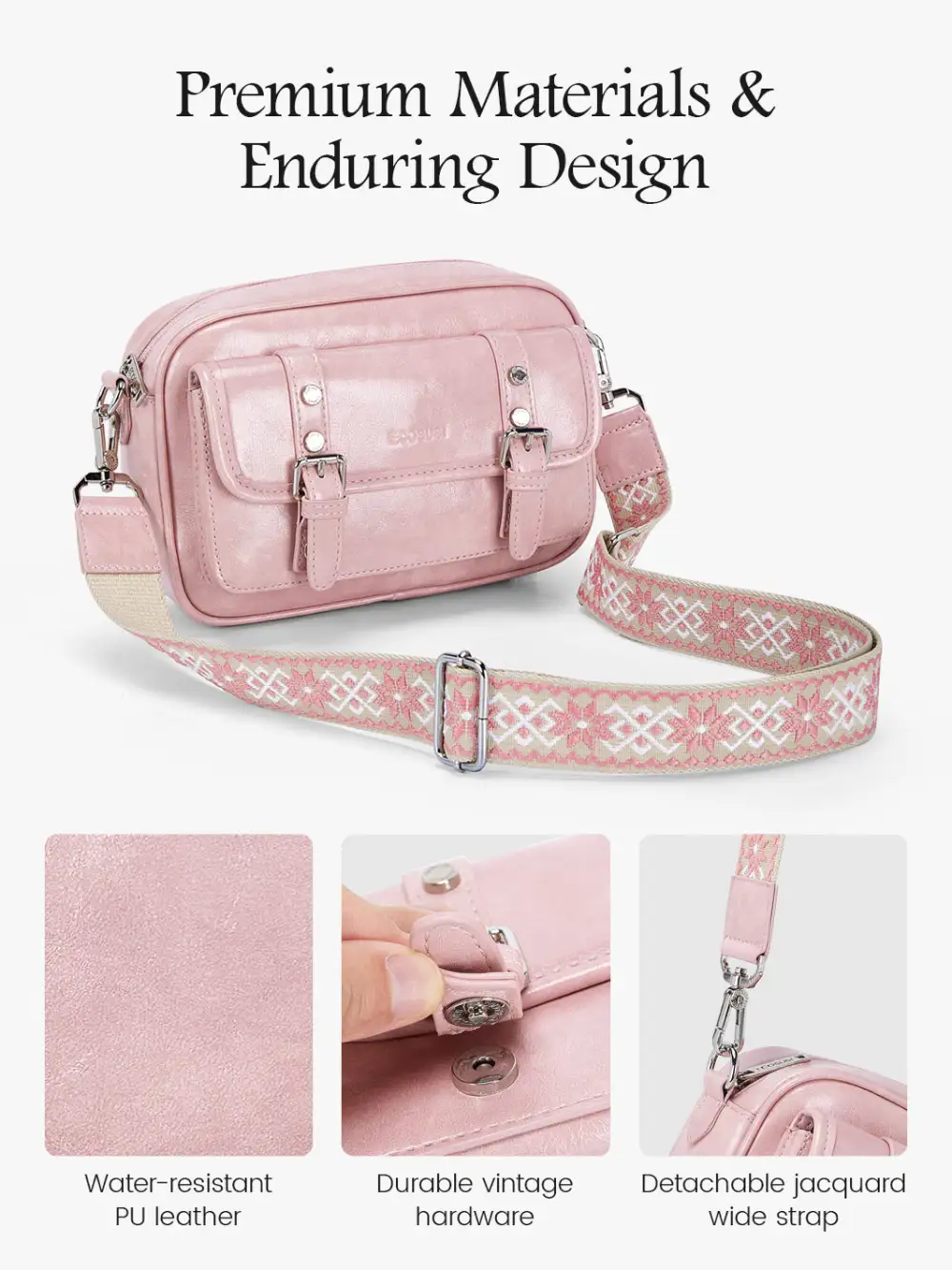 Mia Wide Strap Vegan Leather Crossbody Bag