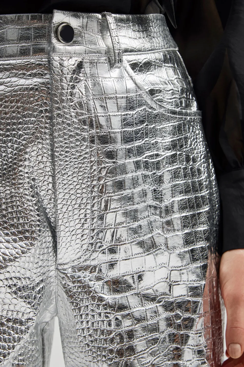 Straight Leg Metallic Trousers