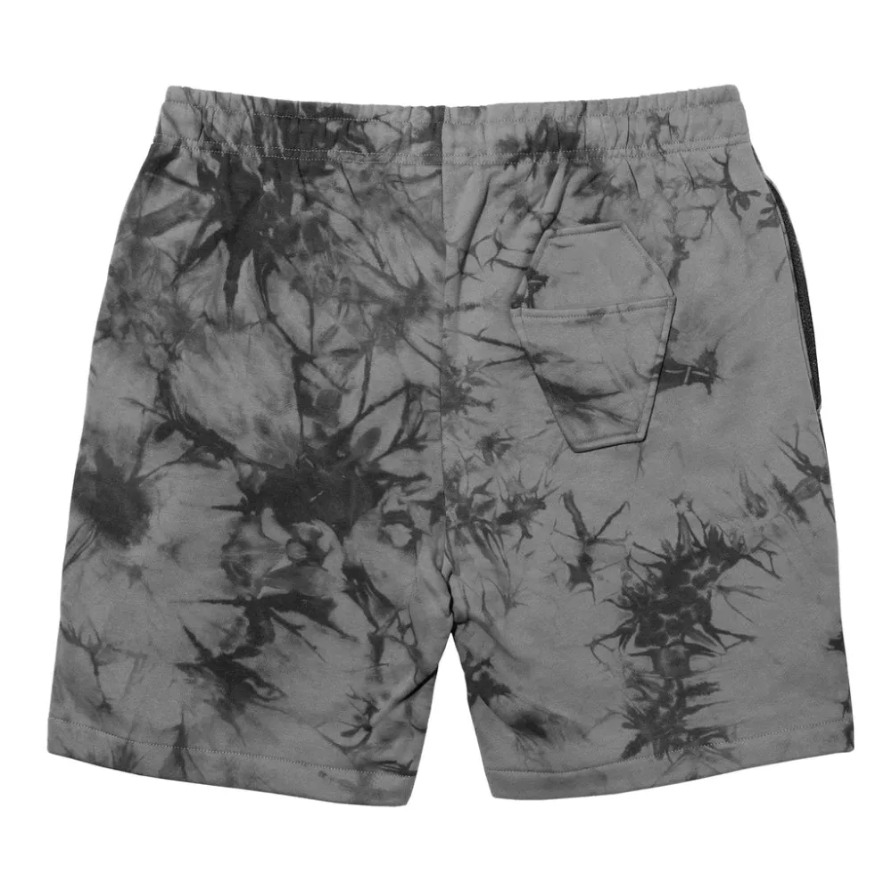 Black Tie Dye Printed Elastic-waistband Shorts