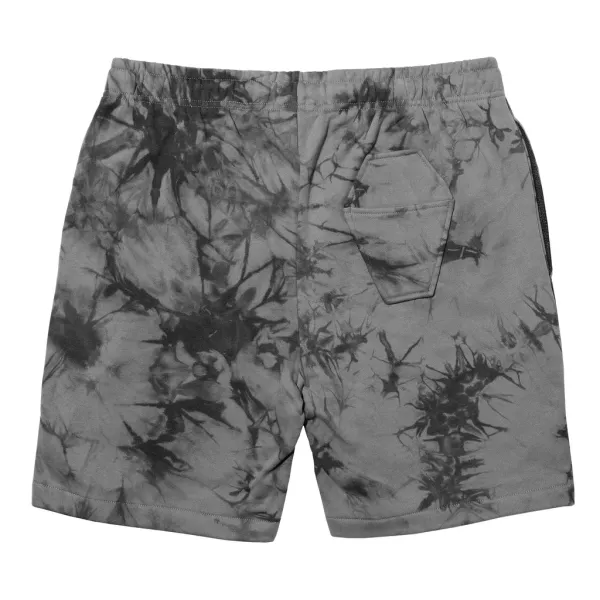 Black Tie Dye Printed Elastic-waistband Shorts