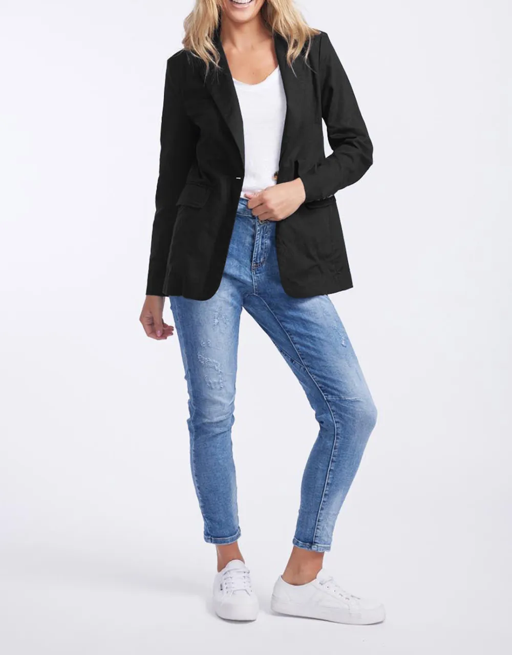 Portofino Linen Blazer - Black