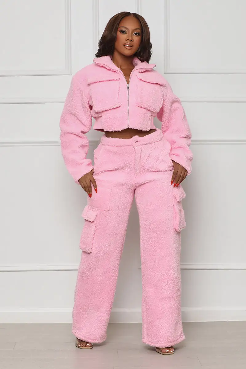 Feelin’ Sherpa Pants Set (Pink)- FINAL SALE