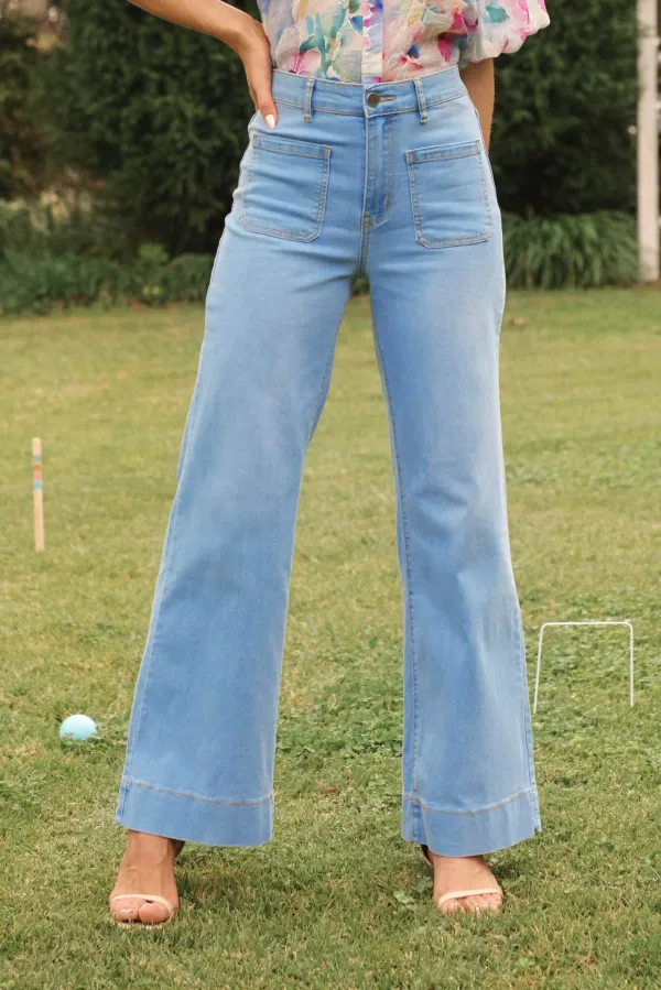 Light Blue High Waisted Flared Denim Jeans