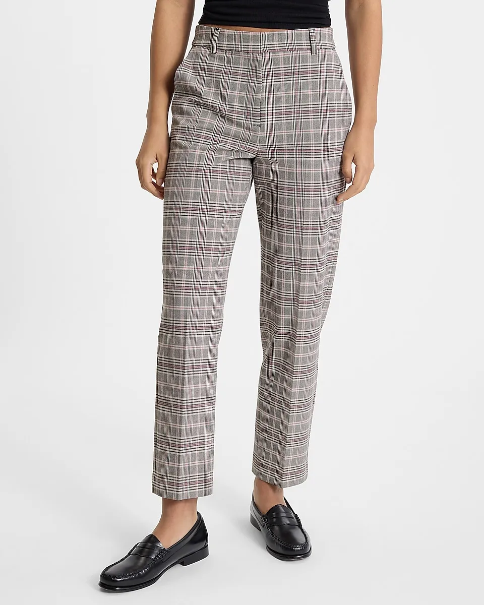 Editor Plaid High Waisted Straight Ankle Pant