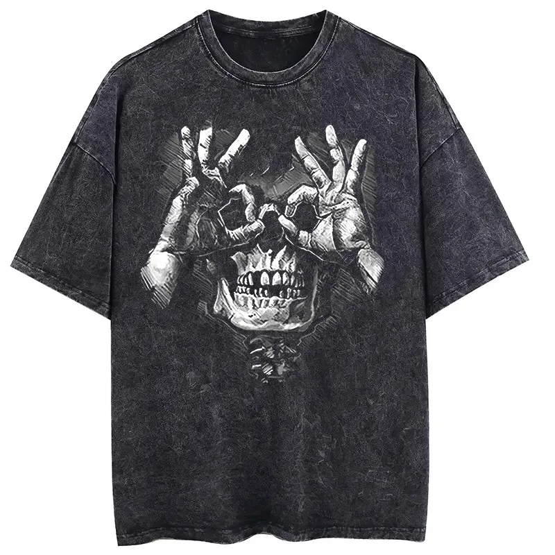 Naughty Skull Printed Oversize Washed T-Shirt