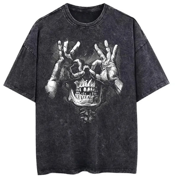 Naughty Skull Printed Oversize Washed T-Shirt