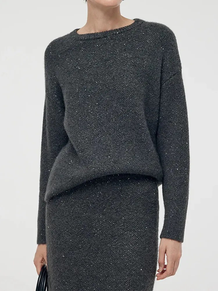 Mohair Wool Blend Sequins Women Sweater