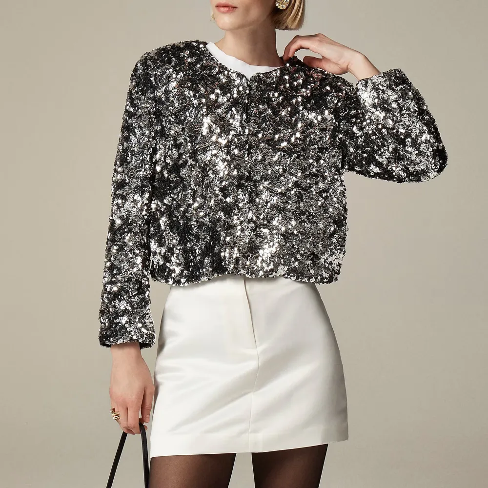 Collection lady jacket with silver sequins