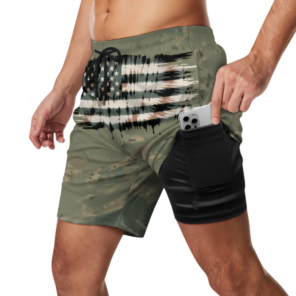 Art Style Gray Tone Flag Camouflage Style Sports Board Shorts